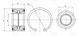 Подшипник ступицы Toyota Yaris (99-) перед. (кмпл:подш./стоп.кол./гайка) (CS 197 CS 1971 TRIALLI