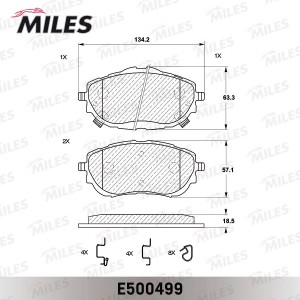 Колодки тормозные передние (Смесь CERAMIC серия PRO) TOYOTA AURIS 12-/COROLLA 13 E500499 MILES