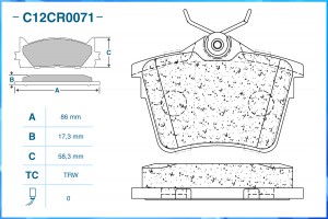 Тормозные колодки задние Low Metallic C12CR0071 C12CR0071 CWORKS