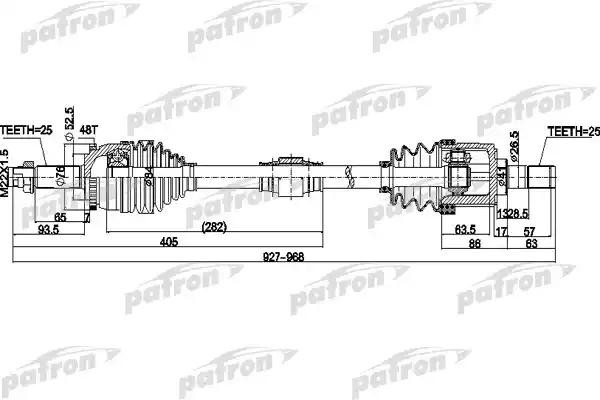 Привод HYUNDAI Solaris KIA Rio (11-) колеса переднего правый PATRON PDS0505 PATRON