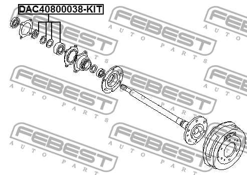 Подшипник ступичный задний ремкомплект 40X80X38 DAC40800038-KIT FEBEST