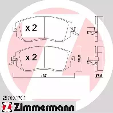 колодки дисковые !перед. 137x56x18 \ Subaru Legacy 2.0i/2.5i 98-03/Impreza 2.0i/ 25760.170.1 ZIMMERMANN