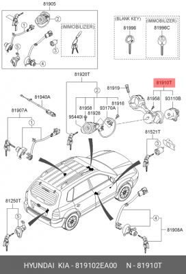 КОРПУС ЗАМКА ЗАЖИГАНИЯ HYUNDAI/KIA 819102EA00 MOBIS