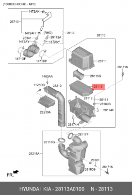 Фильтр воздушный 28113A0100 28113A0100 HYUNDAI KIA