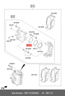 Поршень HYUNDAI Tucson (06-) суппорта тормозного переднего OE 581122E000 HYUNDAI KIA