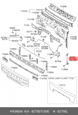 Амортизатор HYUNDAI HD160,170,250,260,270,370,450,500 капота левый OE 827507C000 HYUNDAI KIA