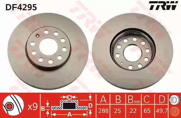 VW TOURAN/GOLF V (2004>)/A3 [8P1] (2003>) 288 DF4295 TRW