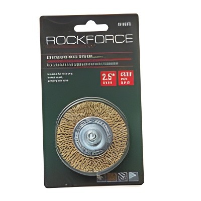 Кордщетка для дрели дисковая 60мм витая латунь в блистере ROCKFORCE RFBFR025 ROCK FORCE