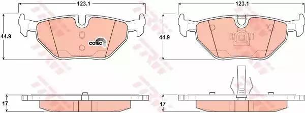Колодки задние BMW 3 E36, E46, SAAB 9-5 GDB1344 GDB1344 TRW