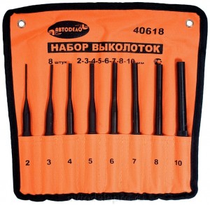 Набор выколоток 2х10 мм "АвтоDело" (8 шт, в сумке) 40618 AVTO DELO