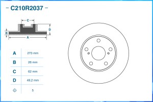 Диск тормозной передний  2шт C210R2037 CWORKS