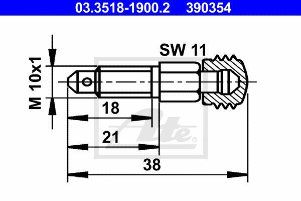 Штуцер VW Golf (93-09),Jetta (97-11),Passat (97-),Polo суппорта тормозного перед 03.3518-1900.2 ATE