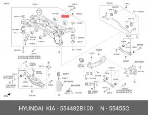 сайлентблок зад. балки задний!\ Hyundai iX35 10> 554482B100 HYUNDAI