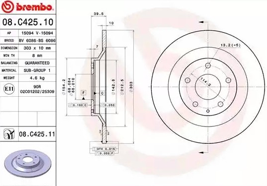 Диск тормозной 08.C425.11 08.C425.11 BREMBO