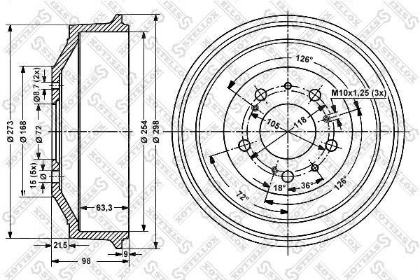 барабан тормозной!\ Citroen C25/Jumper, Fiat Ducato 10-14 81> 6026-9906-SX STELLOX