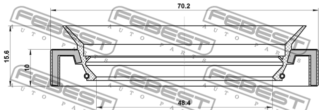 Сальник коробки скоростей 48.4x70.2x10x15.6 TOYOTA LAND CRUISER 100 1998-2007 95 95HAY-50701016R FEBEST