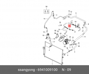 Трубка кондиционера SSANGYONG Actyon (06-),Kyron (05-),Actyon Sports (06-) OE 6941009100 SSANG YONG