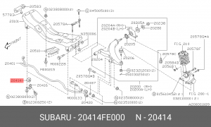 Втулка стабилизатора SUBARU Legacy (97-06) переднего OE 20414-FE000 SUBARU