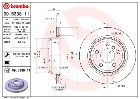 Диск тормозной 09.B338.11 09.B338.11 BREMBO