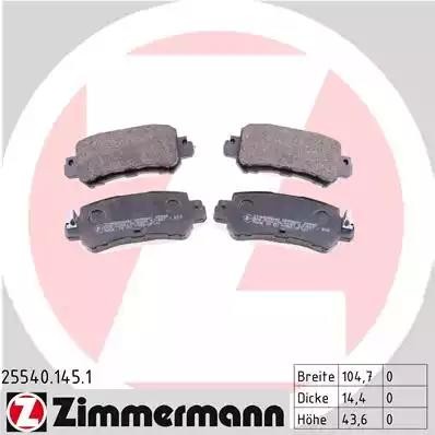 колодки дисковые !задн. 104x43x15 \ Mazda CX-5 2.0/2.0D 11> 25540.145.1 ZIMMERMANN