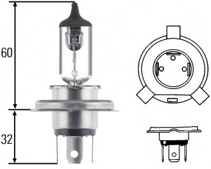 Лампа фарная H4 24V 75/70W (Hella 8GJ002525251) 8GJ002525-251 HELLA