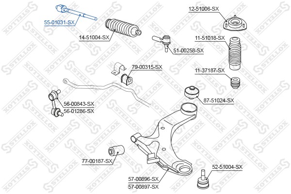 тяга рулевая!\ Hyundai Sonata 94-98 55-01031-SX STELLOX