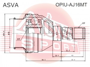 ШРУС ВНУТРЕННИЙ 25X35X25 (10013030/130618/0008538/11, Китай) OPIU-AJ16MT ASVA