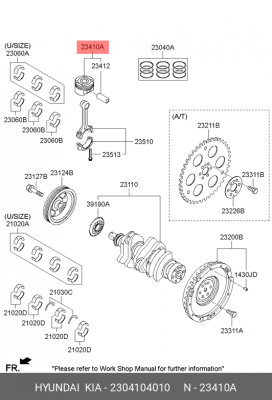 ПОРШЕНЬ ДВИГАТЕЛЯ С ПАЛЬЦЕМ 2304104010 HYUNDAI