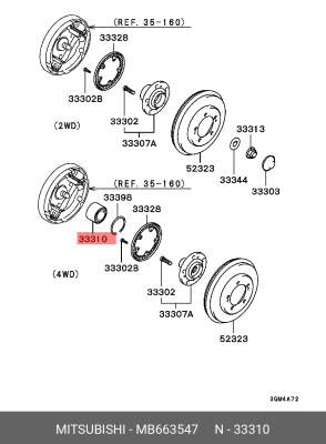 Подшипник ступицы MITSUBISHI Outlander задней OE MB663547 MITSUBISHI