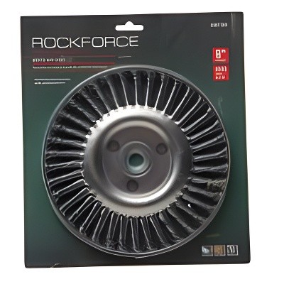 Кордщетка для УШМ дисковая 200мм витая сталь в блистере ROCKFORCE RFBWF108 ROCK FORCE