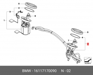 Фильтр топливный BMW 1 (E81,87),3 (E90),X1 (E84) в баке комплект OE 16 11 7 170 090 BMW