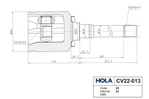 ШРУС для а/м ВАЗ 2123 (внутренний, правый, трип.) "HOLA" длинная CV22013 HOLA