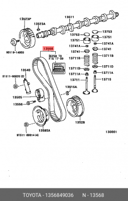 ремень ГРМ!\ Toyota Altezza/Lexus IS300 JCE10 2JZGE 13568-49036 TOYOTA