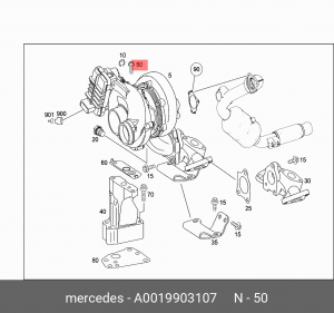 Болт крепления турбины ДВС 0019903107 A 001 990 31 07 MERCEDES BENZ