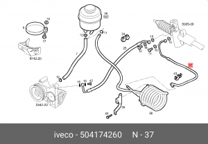 шланг ГУР! от змеевика до рейки\ IVECO 504174260 IVECO