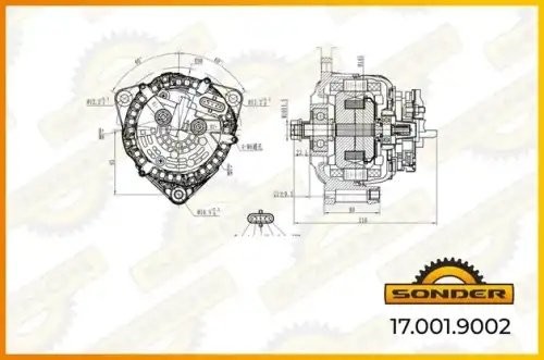 Генератор Premium 24V 120A без шкива о.н MAN 51261017283 / MAHLE - MG 804 — 2 го 170019002 SONDER