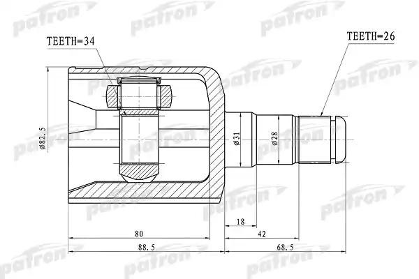 ШРУС внутренний VW Tiguan (07-) AUDI Q3 левый PATRON PCV1305 PATRON