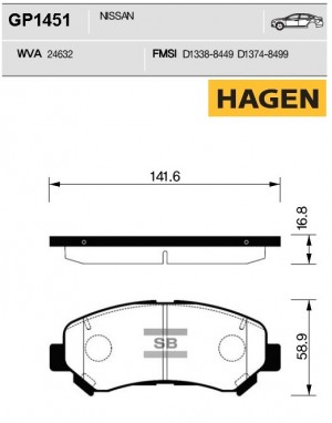 колодки дисковые передние! HAGEN\ Nissan Qashqai 1.6-2.5i/1.5-2.0dCi 07> GP1451 HAGEN