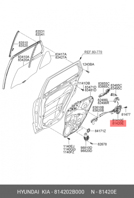 Замок двери HYUNDAI Santa Fe (06-) задний правый OE 814202B000 HYUNDAI KIA
