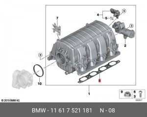 прокладка впускного коллектора!\ BMW E60/E63/E64 03-10 11 61 7 521 181 BMW
