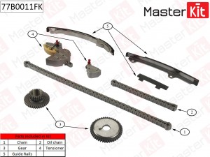 Комплект цепи ГРМ NISSAN Primera/X-Trail 2.0i-2.5i QR20/QR25DE 01 77B0011FK 77B0011FK MASTER KIT