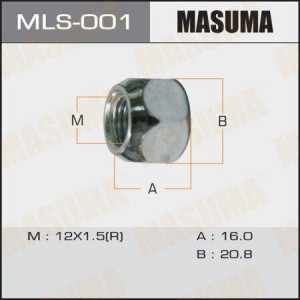 Гайка колеса М12х1.5х16 конус открытая ключ 21мм MAZDA TOYOTA VOLVO MASUMA MLS-001 MASUMA