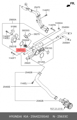 Прокладка HYUNDAI Accent (11-18) корпуса термостата OE 256422GGA0 HYUNDAI KIA