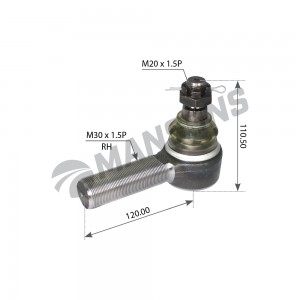Наконечник рулевой тяги правый M30x1.5  M20x1.5  L=118 mm 700.258 MANSONS
