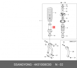 Амортизатор SSANGYONG Rexton (06-) передний газовый OE 4431008C00 SSANG YONG