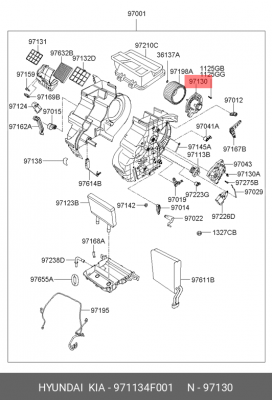 Мотор отопителя HYUNDAI Porter 2 OE 971134F001 HYUNDAI KIA