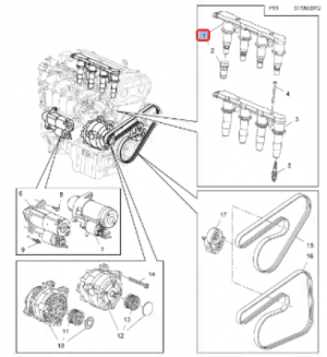 Катушка зажигания OPEL Astra J (10-) GENERAL MOTORS 1208098 GENERAL MOTORS