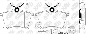 Колодки тормозные VW AUDI SEAT SKODA задние (4шт.) NIBK PN0019W NIBK