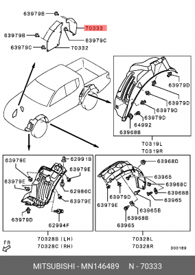 брызговик! арки переднего колеса задний\ Mitsubishi L200 06> MN146489 MITSUBISHI