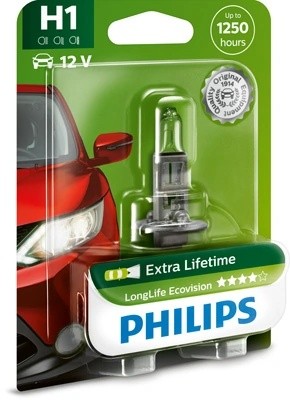 Лампа 12V H1 55W P14.5s блистер (1шт.) Long Life Eco Vision PHILIPS 12258LLECOB1 PHILIPS